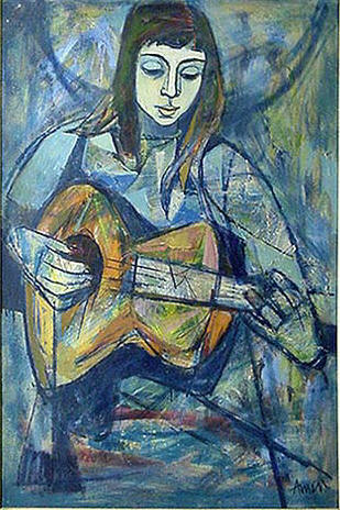 Woman with Guitar, by Irving Amen